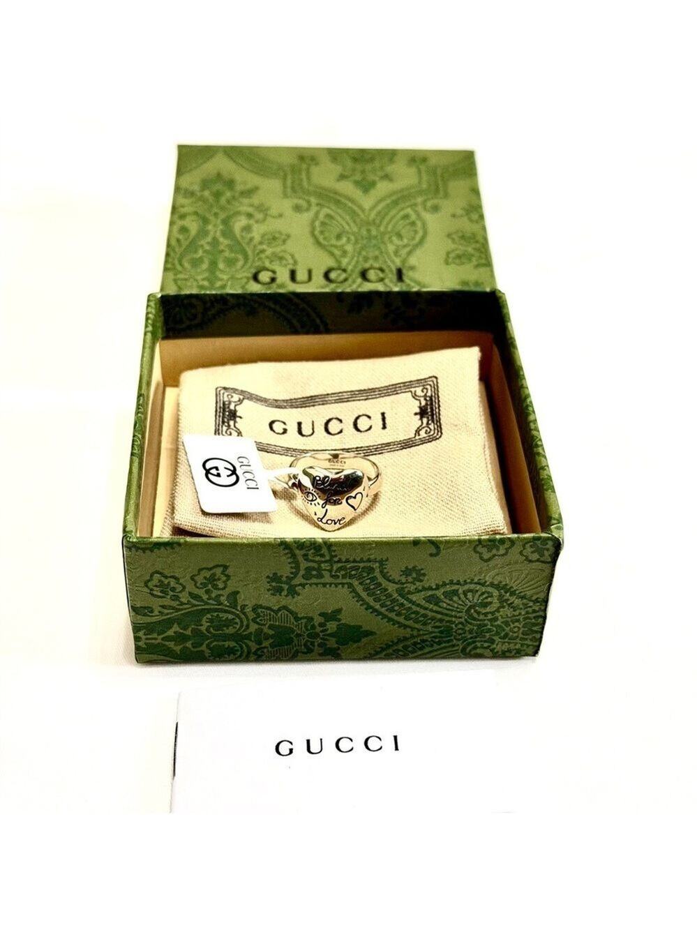 Gucci Blind for Love Heart Ring Sterling Silver Size 7 NIB